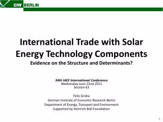 International Trade with Solar Energy Technology Components
