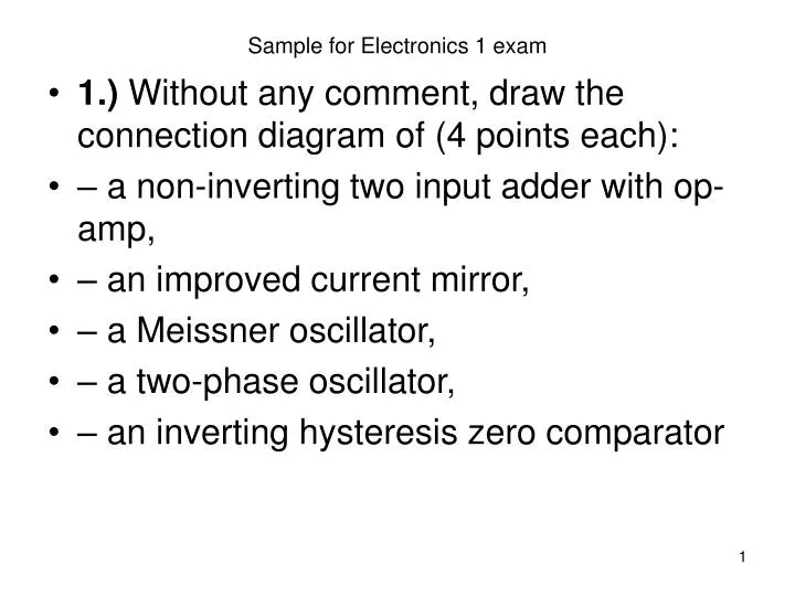 sample for electronics 1 exam