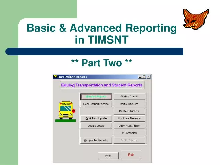 basic advanced reporting in timsnt part two