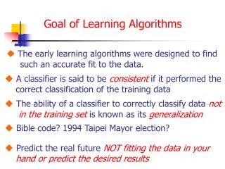 Goal of Learning Algorithms