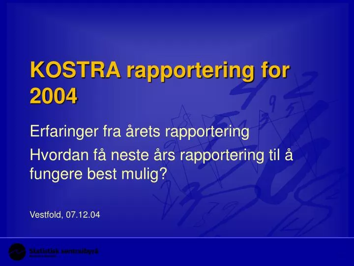 kostra rapportering for 2004