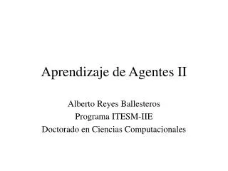 aprendizaje de agentes ii