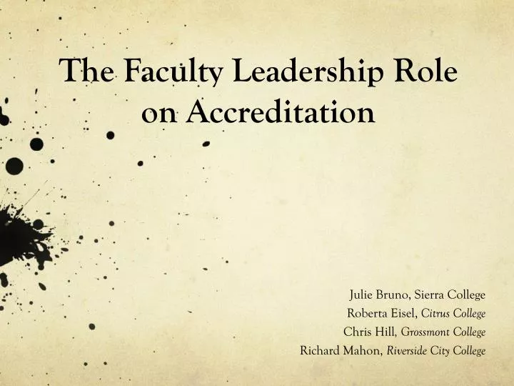 the faculty leadership role on accreditation