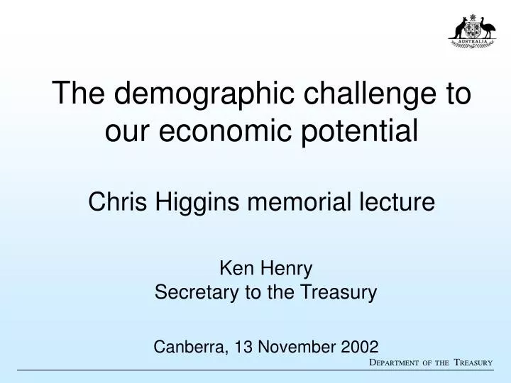 the demographic challenge to our economic potential chris higgins memorial lecture