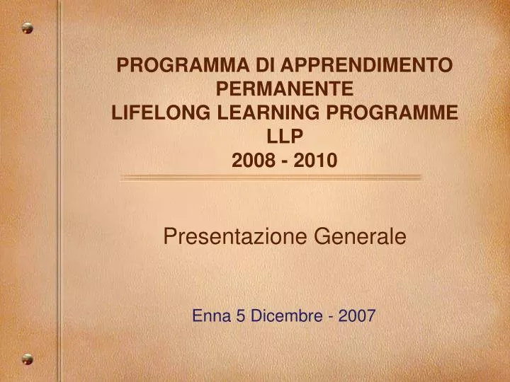 programma di apprendimento permanente lifelong learning programme llp 2008 2010