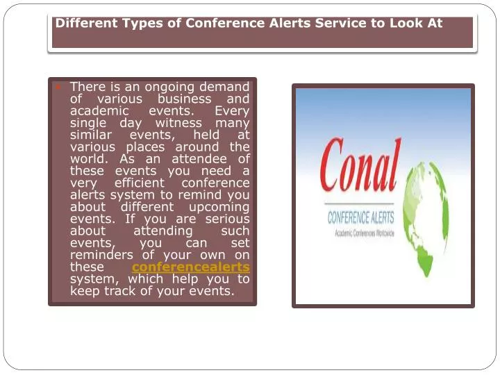 different types of conference alerts service to look at