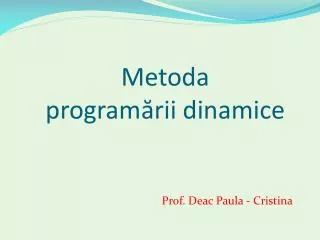 metoda program rii dinamice