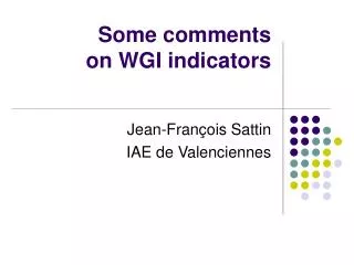 Some comments on WGI indicators