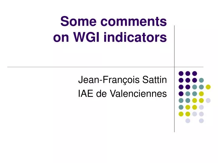 some comments on wgi indicators