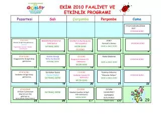 ek m 2010 faal yet ve etk nl k programi