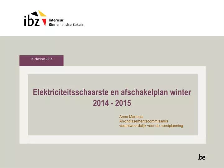 elektriciteitsschaarste en afschakelplan winter 2014 2015