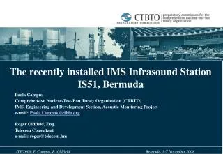The recently installed IMS Infrasound Station IS51, Bermuda
