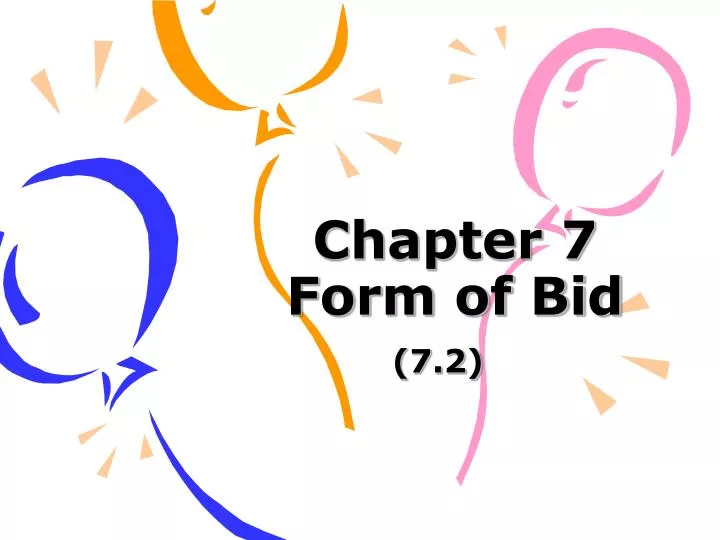 chapter 7 form of bid