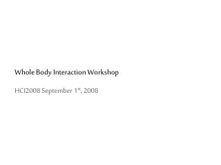 Whole Body Interaction Workshop