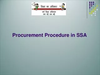 Procurement Procedure in SSA