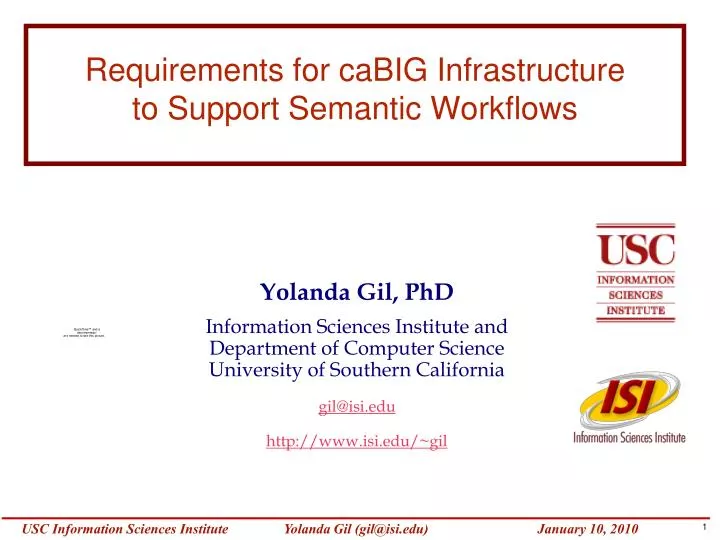 requirements for cabig infrastructure to support semantic workflows