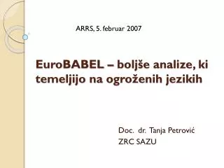 eurobabel bolj e analize ki temeljijo na ogro enih jezik ih