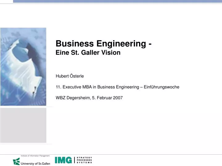 business engineering eine st galler vision