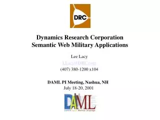 Dynamics Research Corporation Semantic Web Military Applications
