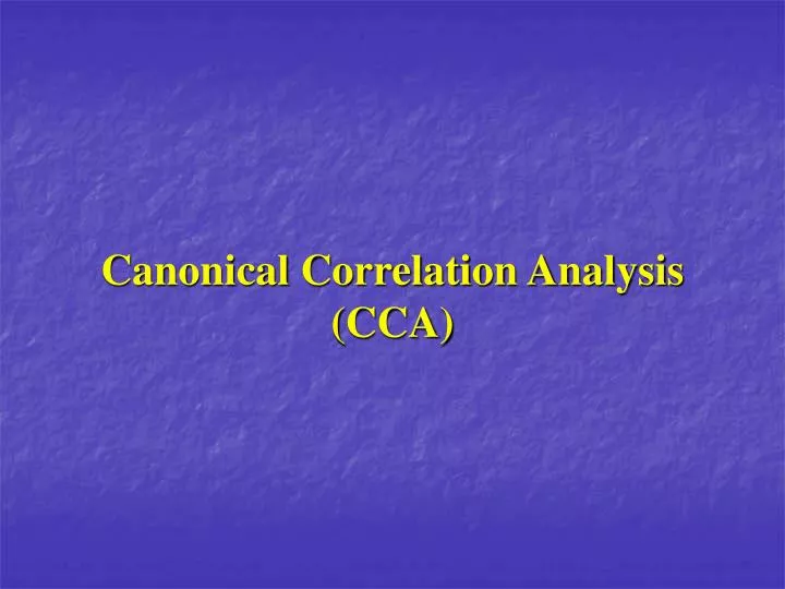 canonical correlation analysis cca