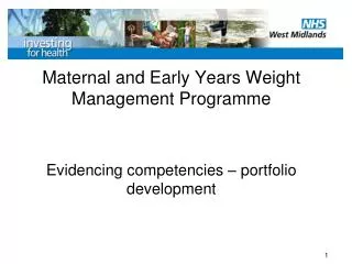Maternal and Early Years Weight Management Programme