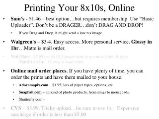 Printing Your 8x10s, Online