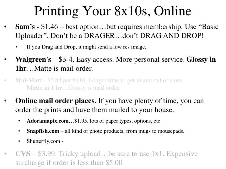 printing your 8x10s online