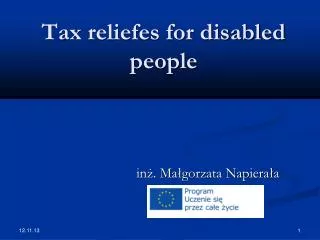 Tax reliefes for disabled people