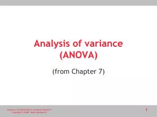 Analysis of variance (ANOVA)