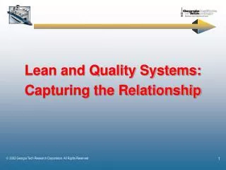 Lean and Quality Systems: Capturing the Relationship