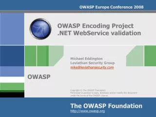 OWASP Encoding Project .NET WebService validation