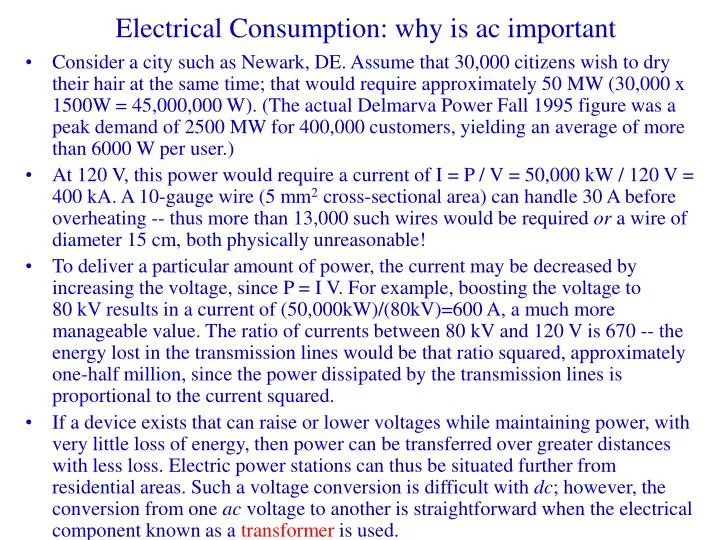 electrical consumption why is ac important