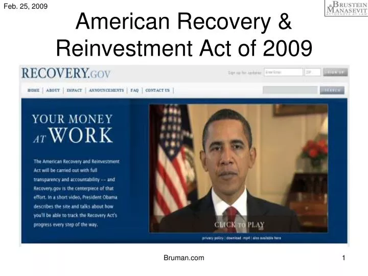 american recovery reinvestment act of 2009