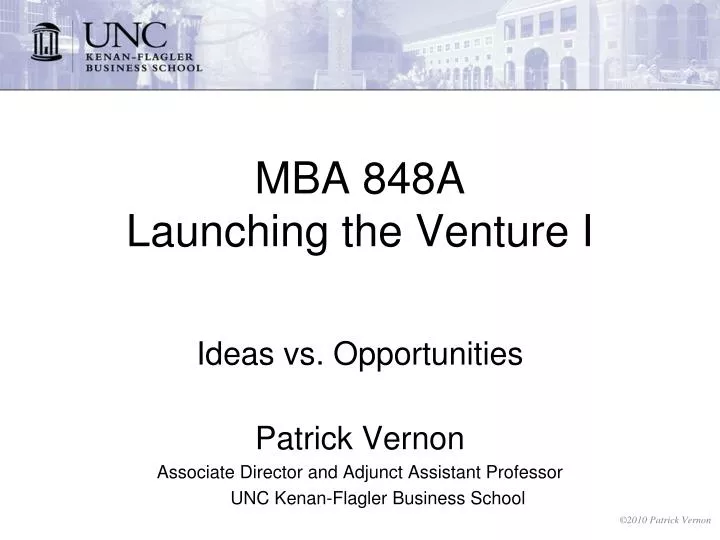 mba 848a launching the venture i