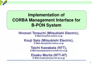 Implementation of CORBA Management Interface for B-PON System