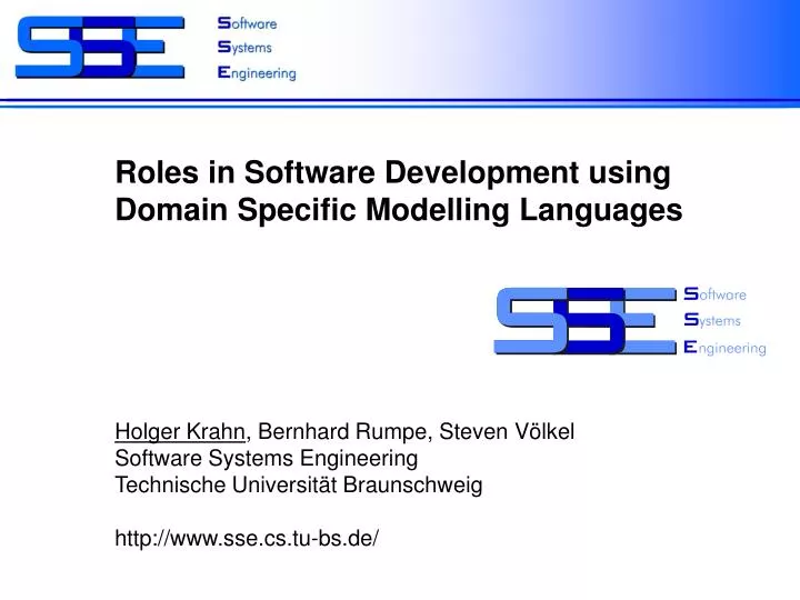 roles in software development using domain specific modelling languages