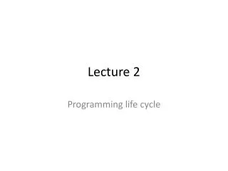 Lecture 2