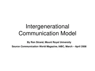 Intergenerational Communication Model