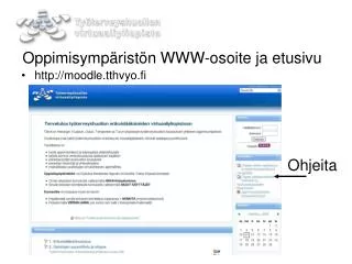 Oppimisympäristön WWW-osoite ja etusivu