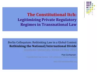 The Constitutional Itch: Legitimizing Private Regulatory Regimes in Transnational Law