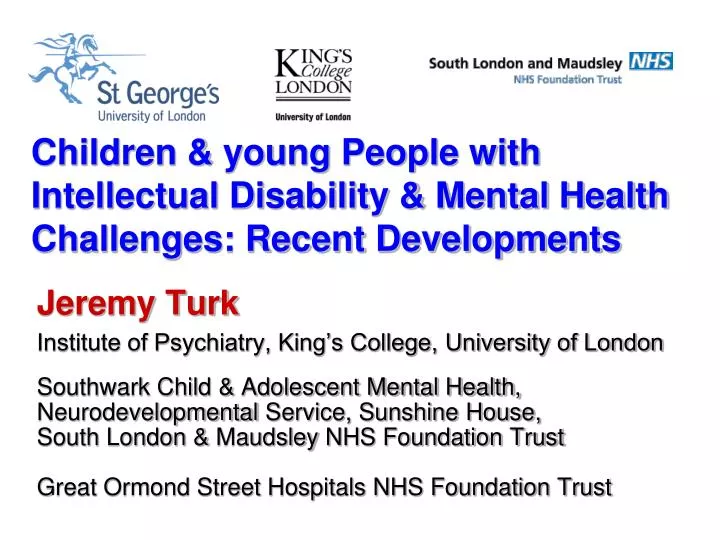 children young people with intellectual disability mental health challenges recent developments