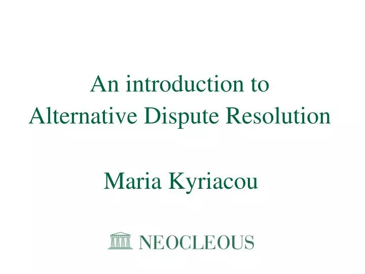 an introduction to alternative dispute resolution