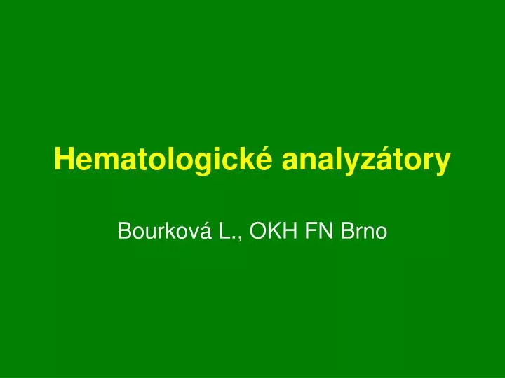 hematologick analyz tory