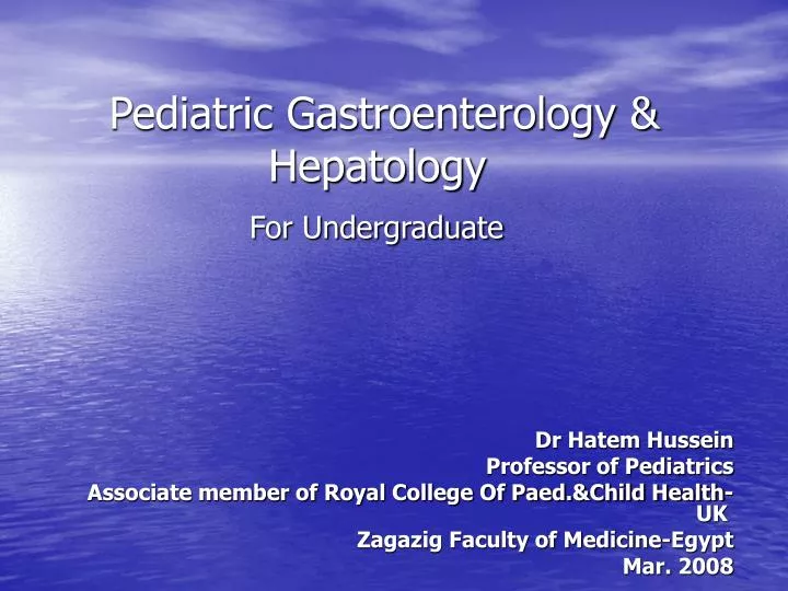 pediatric gastroenterology hepatology for undergraduate