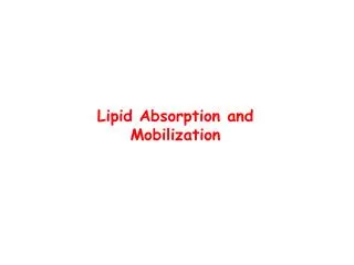 Lipid Absorption and Mobilization