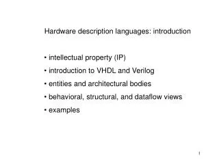 Hardware description languages: introduction intellectual property (IP)