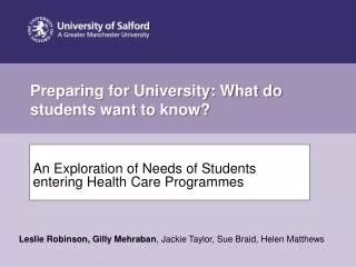Preparing for University: What do students want to know?
