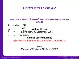 Lecture 07 of 42 Applications 1: Human-Computer Interaction and Games