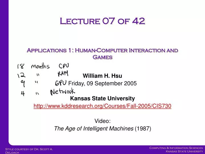 lecture 07 of 42 applications 1 human computer interaction and games