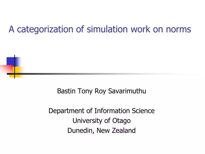a categorization of simulation work on norms